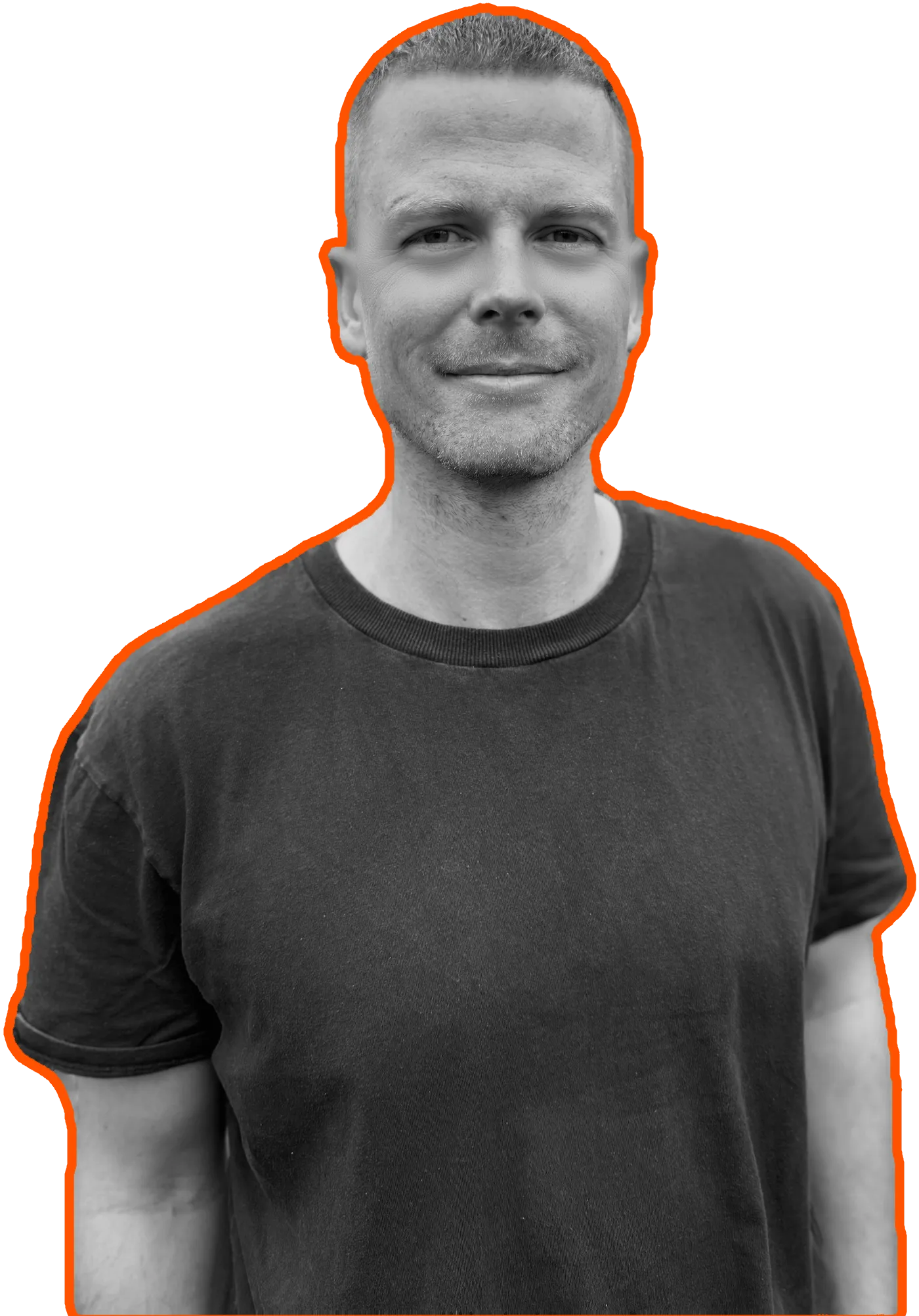 Philipp Wenzel, Schwarz-Weiß-Porträt im T-Shirt